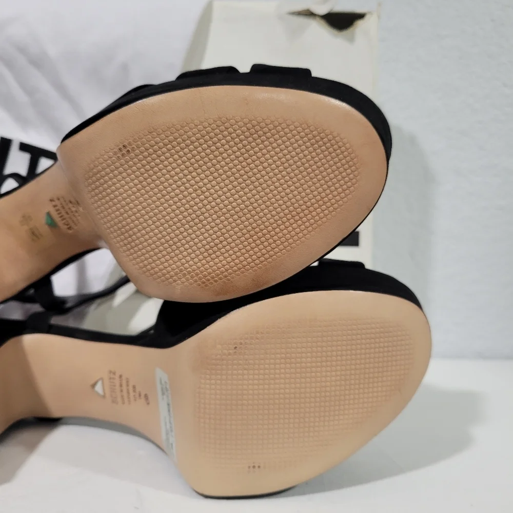 Schutz Keefa Platform Sandal Heels Black Sz 10.5